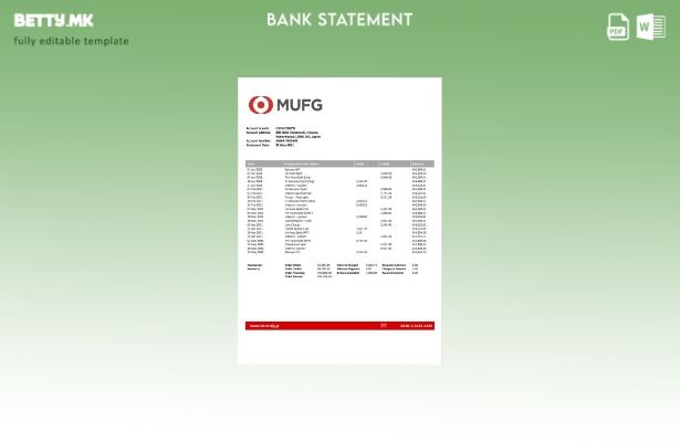 Модерен стил Шаблон за збор за извод од банка Mufg Јапонија